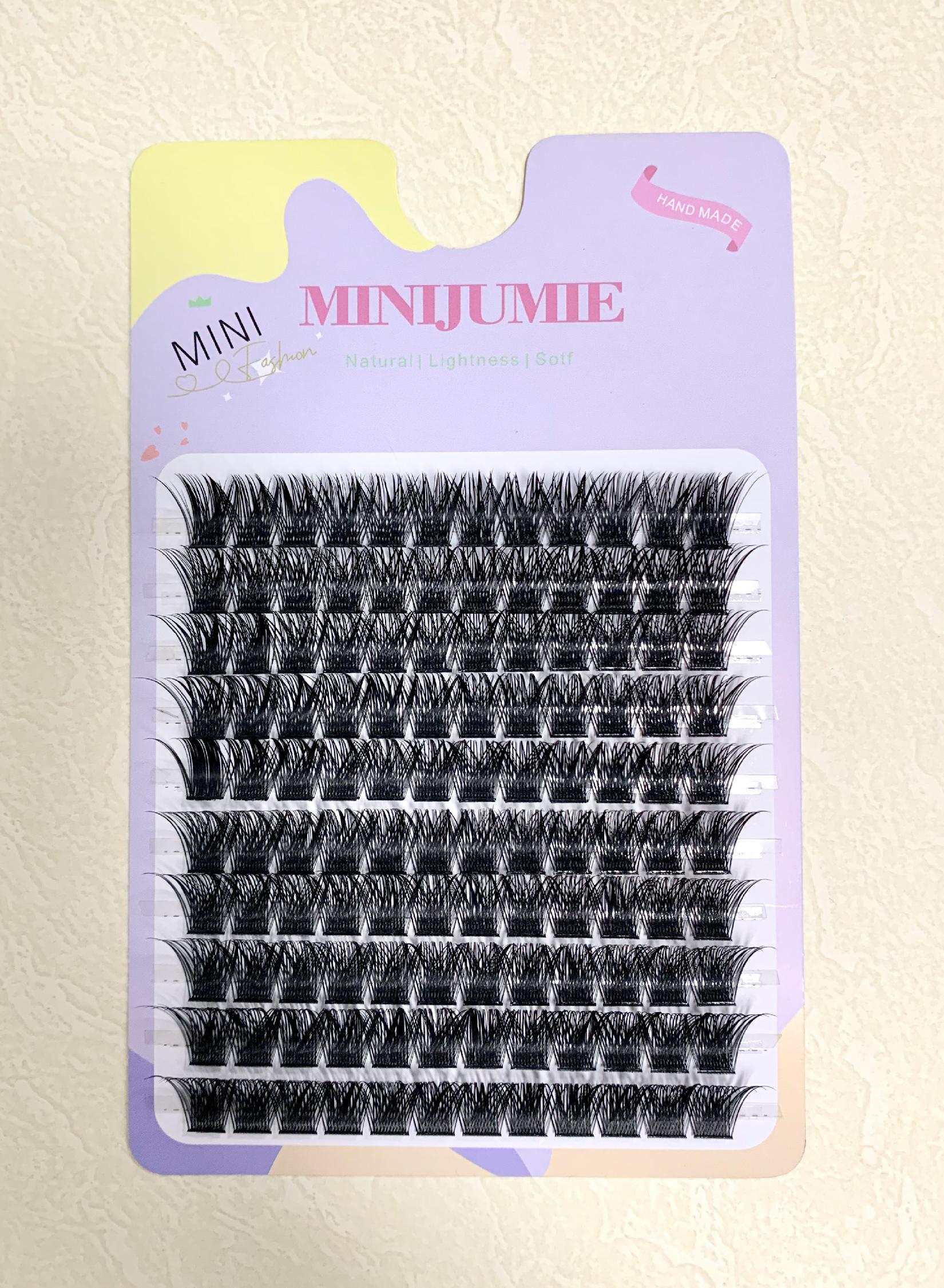 MINIJUMIE Bulu Mata Palsu 14mm dengan Kapasitas Besar dan Keriting Klaster Tunggal Bahan Serat Berkualitas Tinggi Cocok untuk Penampilan Alami Bulumata