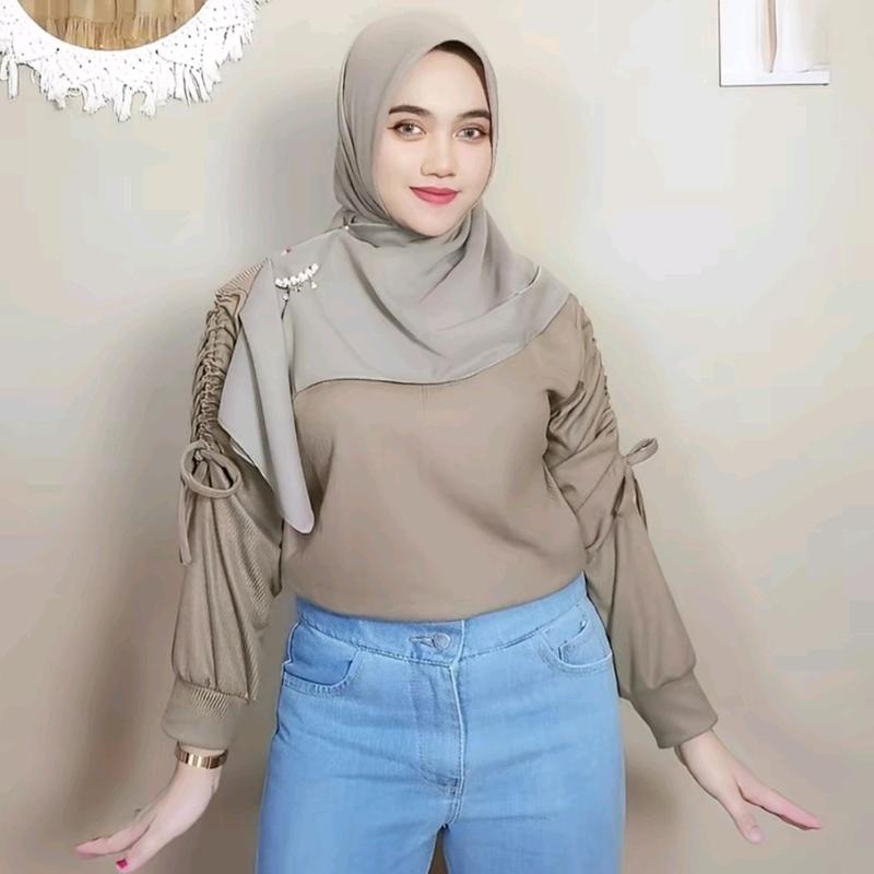 BLOUSE WANITA knit serut silvya lembut knitwear Cantik 0
