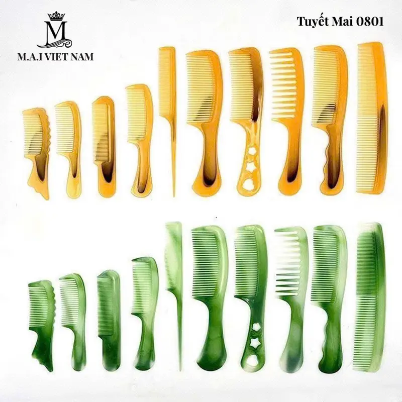 Bộ 10 Lượt Chải Tóc Đủ Mẫu 2 Màu Xanh & Vàng