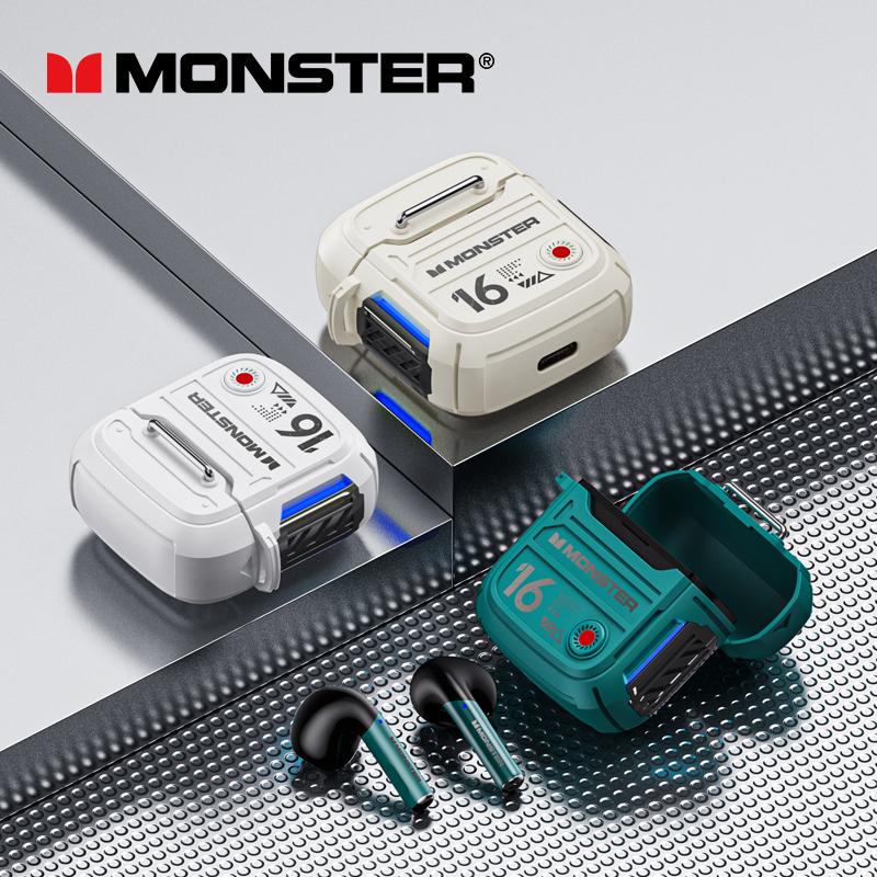  【COD Monster-XKT16 Tai nghe Bluetooth dành cho nam giới không dây chất lượng cao thích hợp cho thể thao và trò chơi điện tử âm thanh Bluetooth thực sự tai nghe điện tử 
