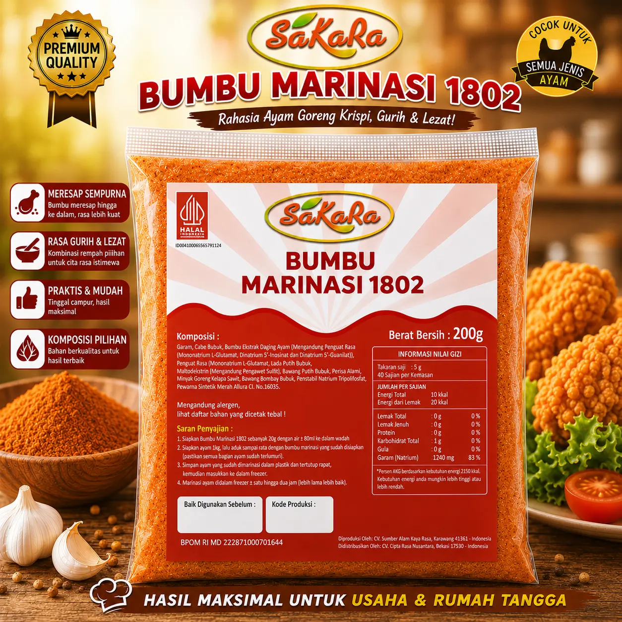 tepung marinasi ayam kfc /CRN 1802/Rasa Oringinal kemasan 200 Gr/Ayam Krispi Marinasi