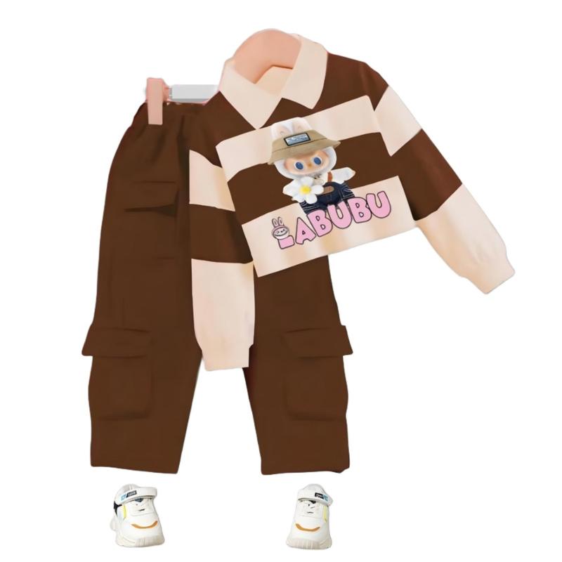 Product Introduction of Baju labubu anak lengan panjang set celana joger model kerah usia 3-12 tahun Setelan Fashion 8