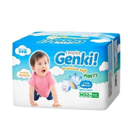 POPOK BAYI NEPIA GENKI PANTS M32. Diapers Anak Celana M 32 M-32