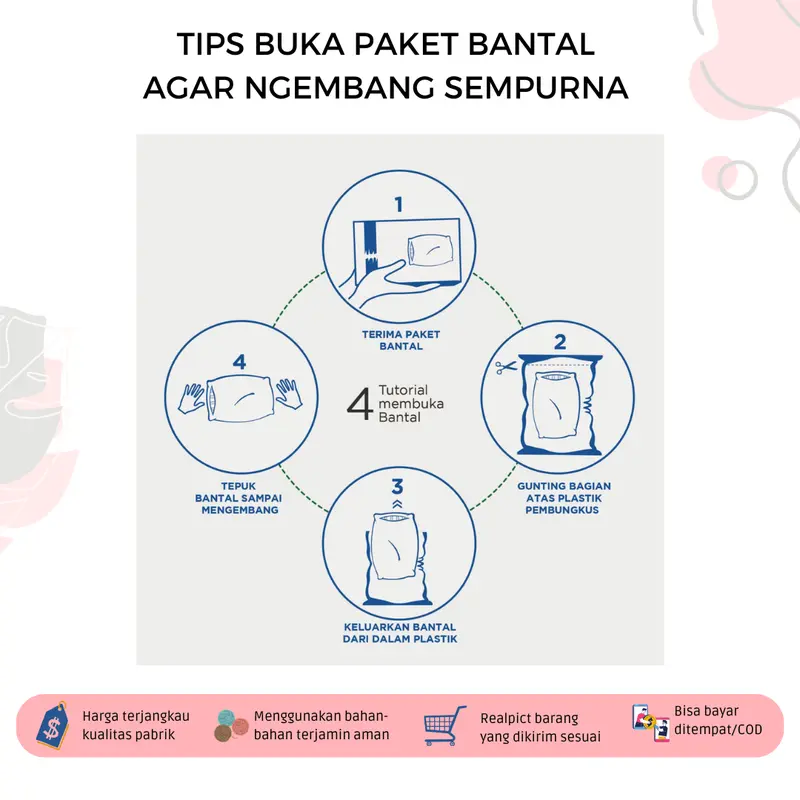 1 SET BANTAL GULING DEWASA Isian Menggunakan Full Silikon Tidak Mudah Kempes dan Awet Mengembang 3