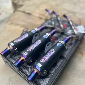 New Type Exorcist FULLBLUE Knalpot Non Samlong Original SWR Racing untuk Beat Vario Mio Nmax PCX Performa Optimal Slincer Blue Pipa Header Blue 3 Prrr Breket Stiker