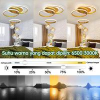 Gambar [COD] Gogeous B17 Lampu Gantung Minimalis Mewah Aesthetic Lampu Plafon LED 3 Warna Ring Kristal Lampu Hias Ruang Tamu Kamar Tidur Bergaransi COD - B17-4 Emas dari Gogeous Lampu Hias Kab. Tangerang 3 Tokopedia