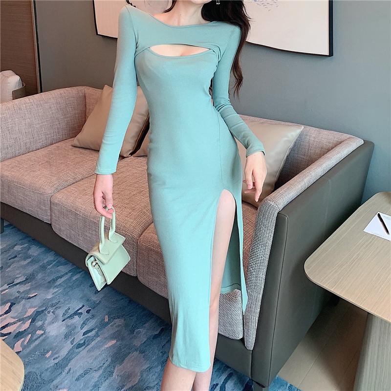 Product Introduction of Váy Dài Đáy Phong Cách Nữ Thần Thanh Lịch, Gợi Cảm, Rỗng, Xẻ Tà, Dáng Ôm 15