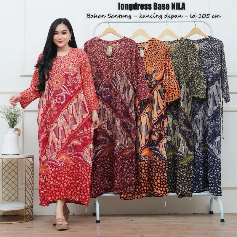 LONGDRESS BASE BATIK ETNIK 100RB/3 PCS BUSUI FRIENDLY RAYON 7
