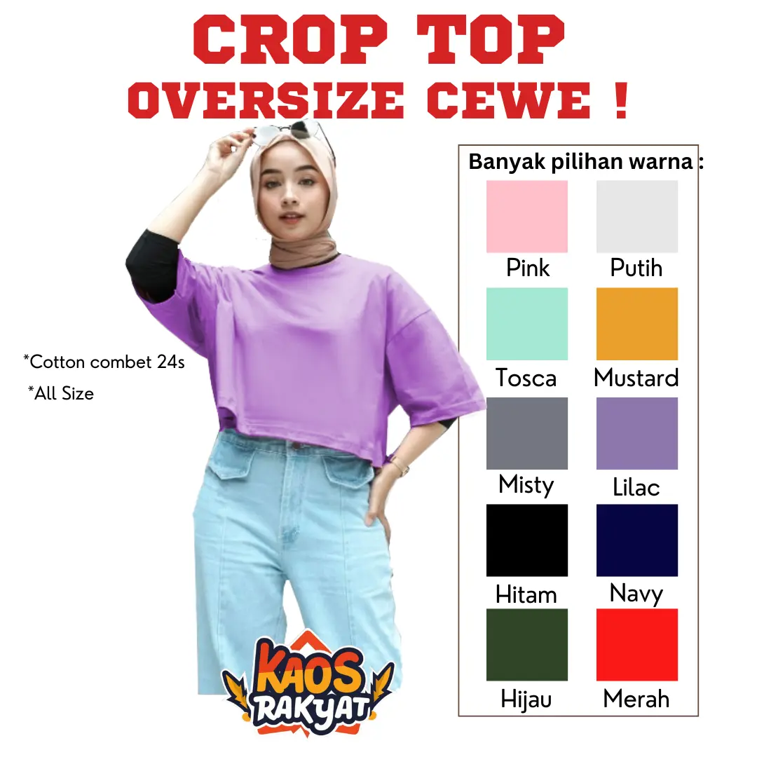 Kaos Crop Top Oversize Polos Cewek. Katun Combed Cewek Tshirt Keren|  Baju Crop Top Wanita Atasan Pendek Lembut croptop