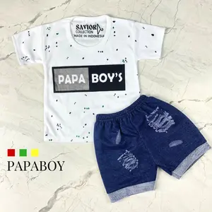 [COD] Set Baby 0-12bulan Papaboy Setelan Anak Laki Newborn Set Murah Denim Boy Bayi Cowok Katun