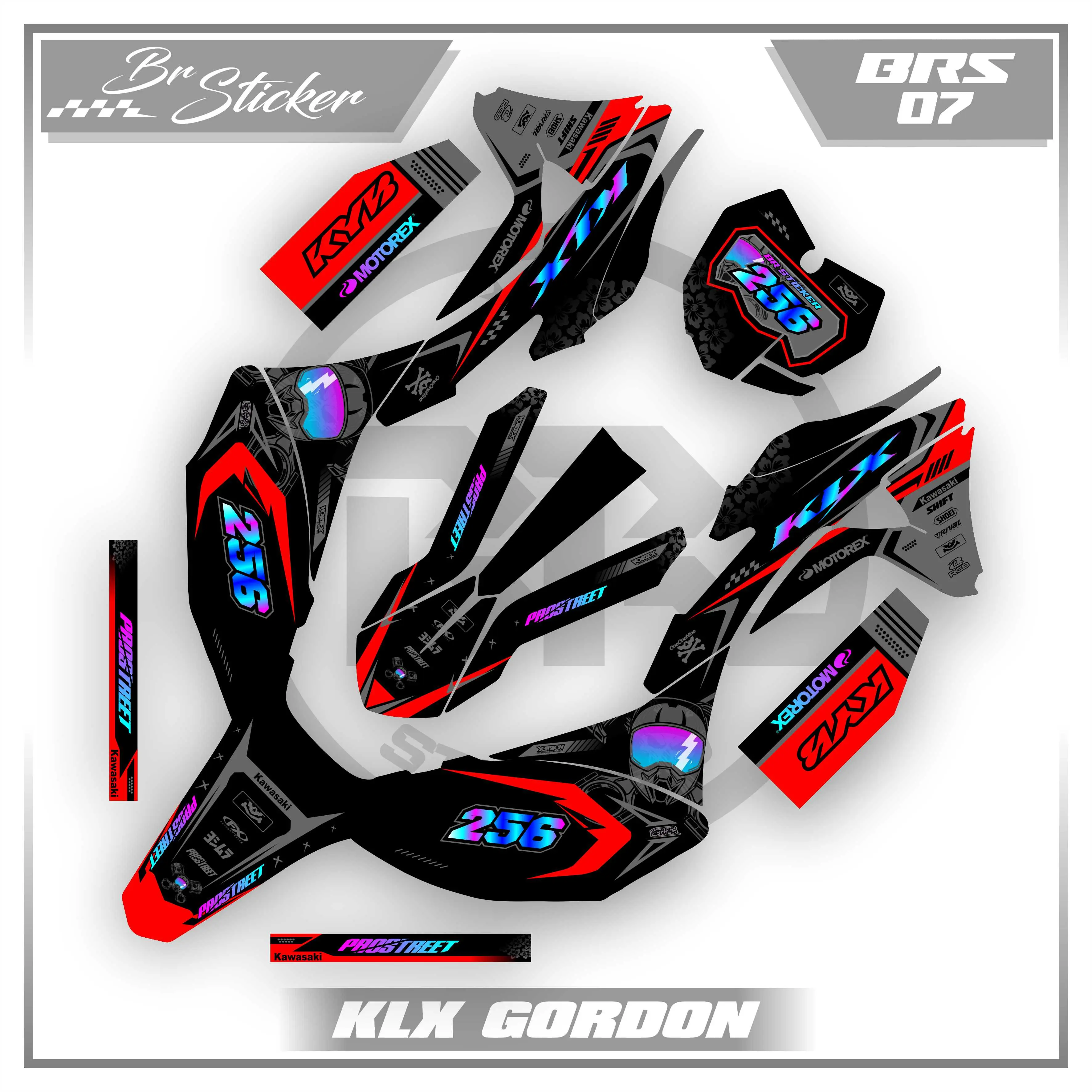 Decal KLX Gordon Full Body Motif Keren - Ganti Nama dan Nomor BRS.07 untuk Motor - Motorcycle stiker matic trans jawa