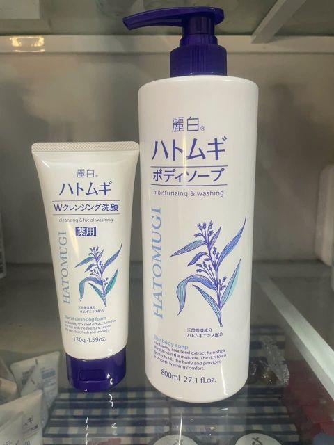 Product Introduction of Combo gồm : 1 chai sữa tắm dưỡng ẩm Hatomugi 800ml và 1 tuýp sữa rửa mặt Hatomugi 130gr Skincare Làm Đẹp Da 2