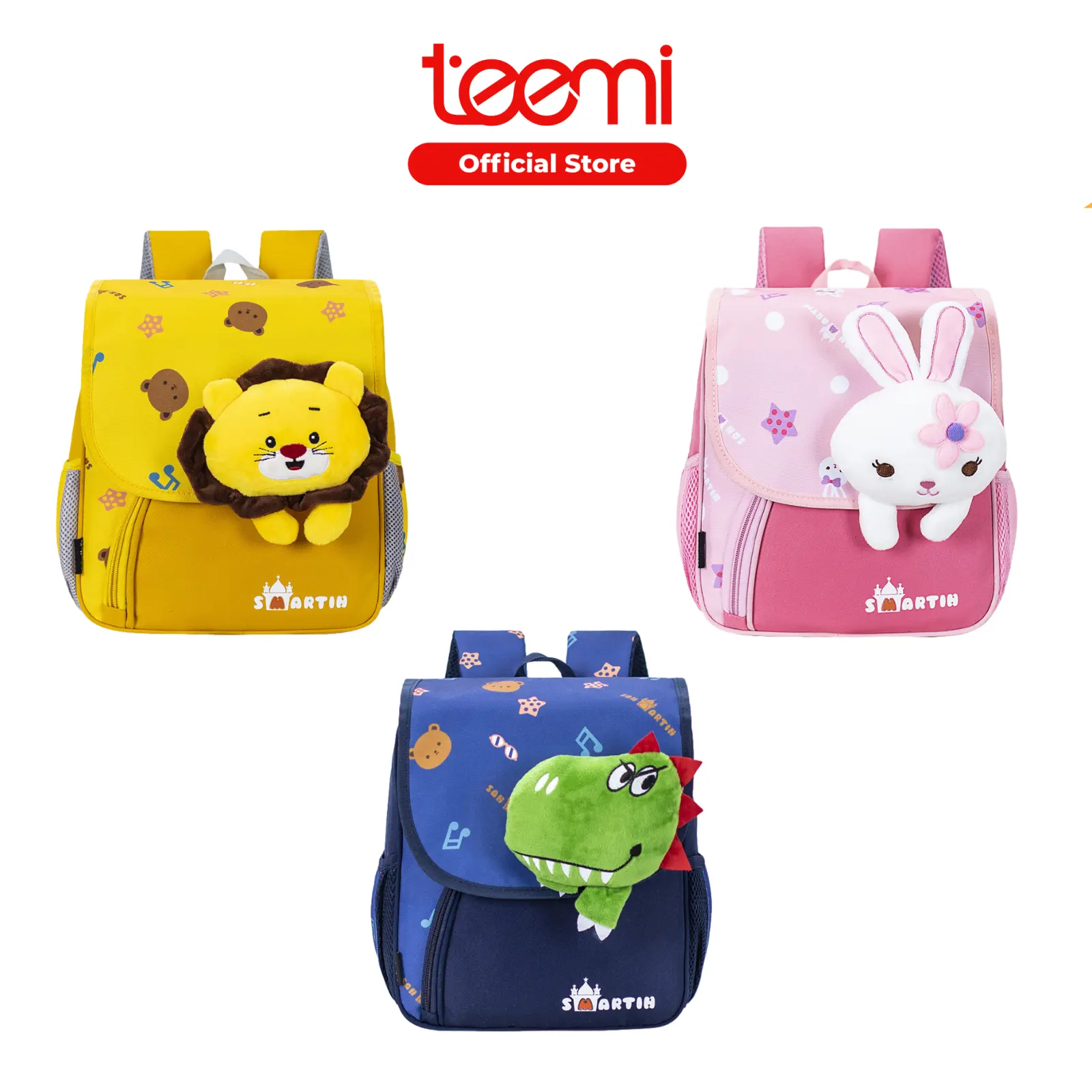 TEEMI 28cm Kids Kindergarten School Bag Cartoon Animal Preschool Nursery Toddler Kartun Beg Sekolah Tadika Budak Fabric Backpack