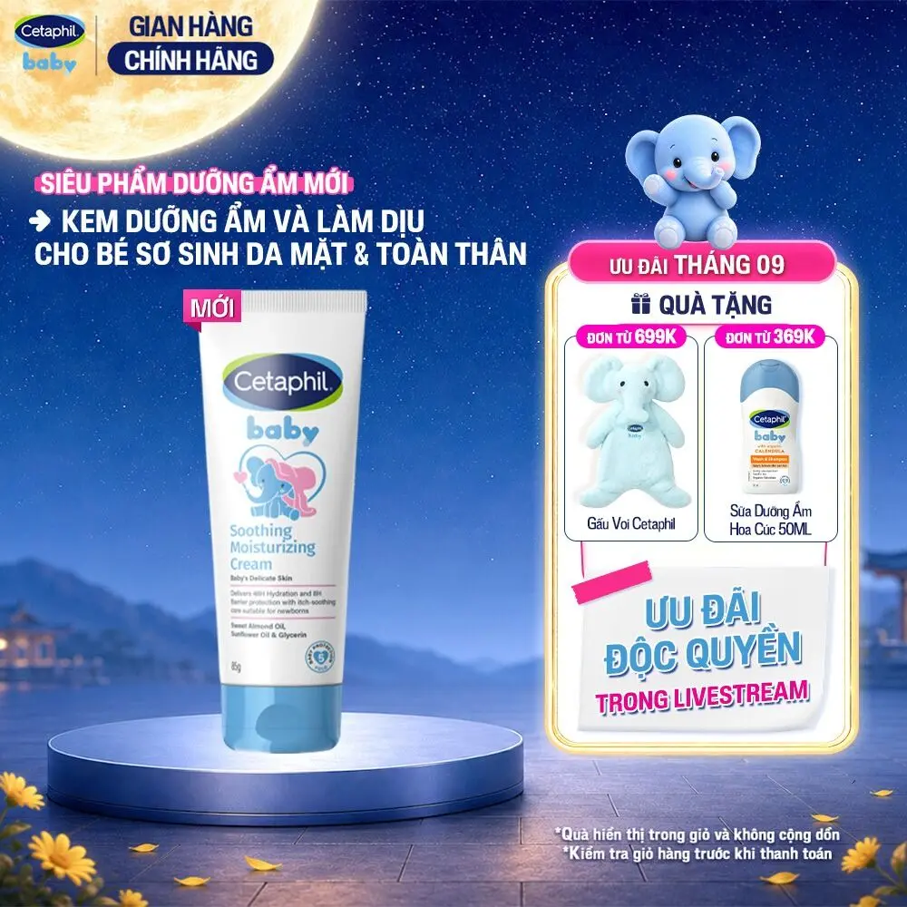 Kem dưỡng ẩm và làm dịu cho bé Cetaphil Baby Soothing & Moisturising Cream tuýp 100g