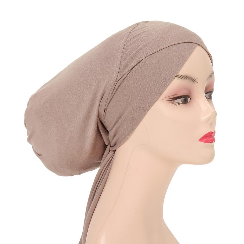 Product Introduction of Modal Instant Hijab Elastic Hijabs Lace Up Cross Underlay Hat Cord Solid Adjustable Hijabs Inner Hijab for Graduation Casual Inner TUTU 15