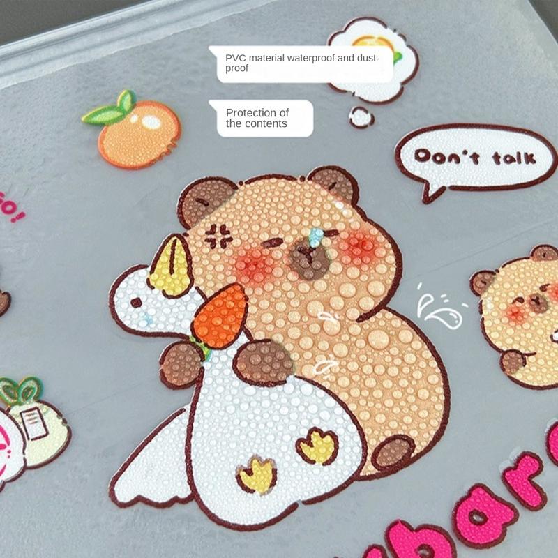 Roblue New PVC Capybara File Bag Cute Cartoon Transparent Test Paper Storage Pouch Light Large Opening School Supplies Student 6