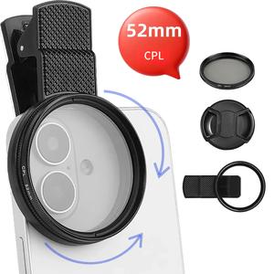 52mm CPLフィルター - スマートフォン用クリップオン偏光フィルター