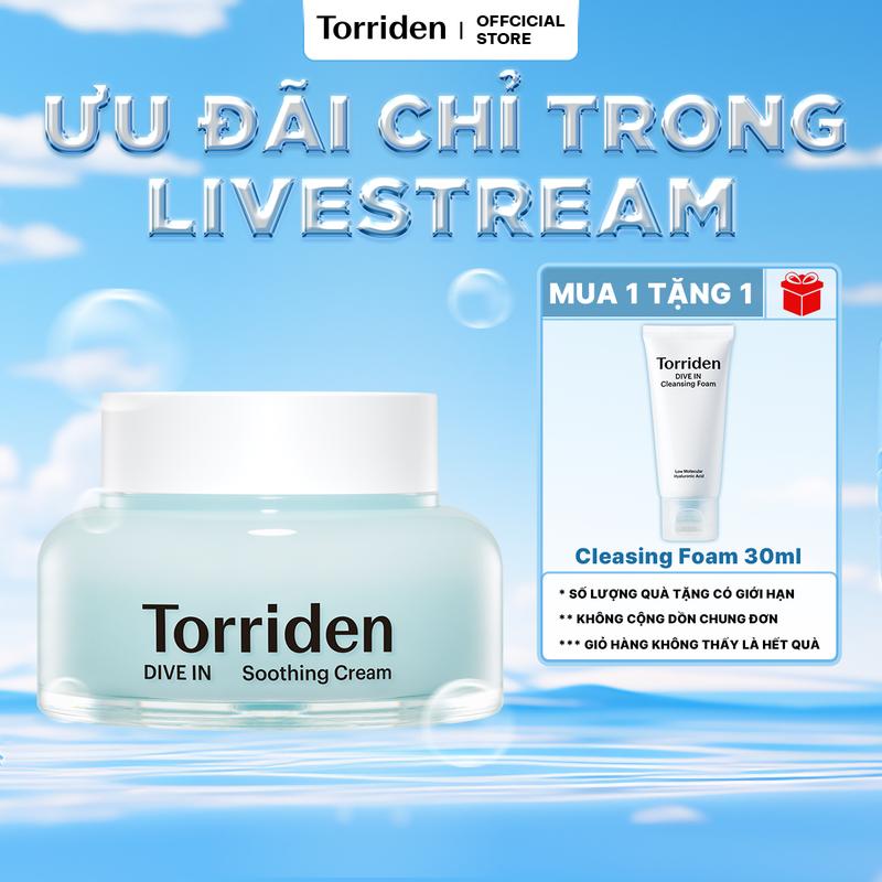 Kem Dưỡng Làm Dịu Da Soothing Cream DIVE IN Torriden Chứa Hyaluronic Acid Làm Mát Cấp Ẩm Cho Da 100ml Dưỡng Ẩm Da Làm Đẹp Da Skincare Chăm Sóc Da Women