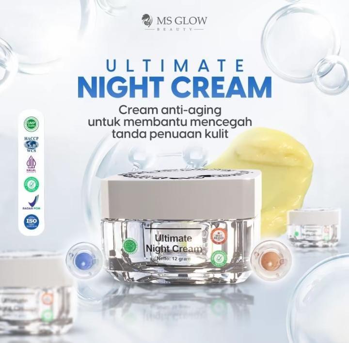 ALL  NIGHT  CREAM  MS  GLOW Mencerahkan Memutihkan Mengencangkan Wajah 3