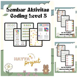 50 Lembar Coding Level 3 - Anak SD - Lembar Aktivitas worksheet buku aktivitas mengambar mewarnai Hayya Project - Coding anak Belajar Stationery coding for kids stimulasi bayi menggambar busy book 2 tahun coloring Paud Tk buku worksheet