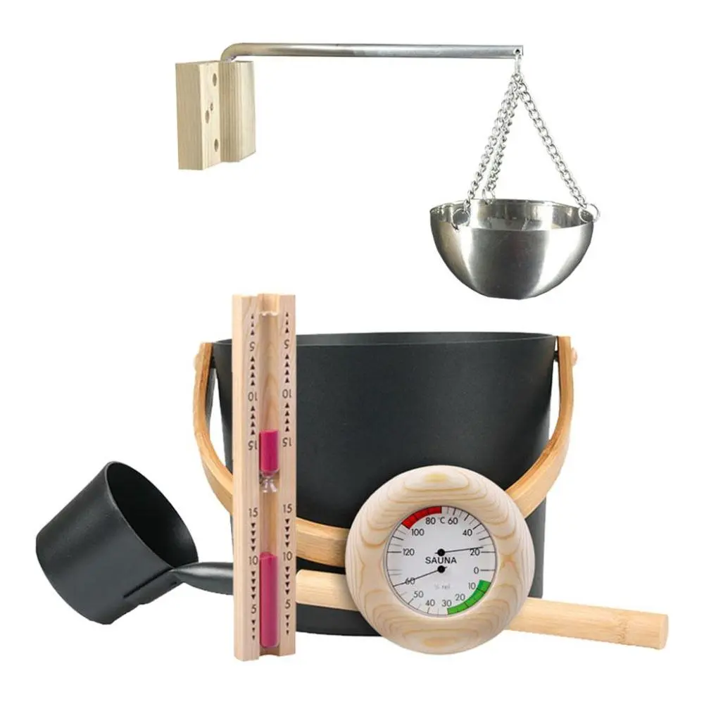 Sauna Bucket Kit Sauna Spoon Hanging Aromatherapy Oil Cup for SPA Bathroom