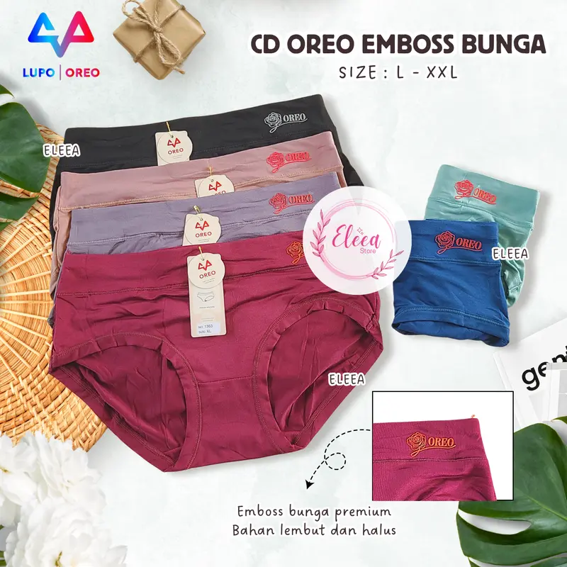 Cd Oreo 6675 Celana Dalam Wanita Dewasa Polos Kombinasi Pinggang High Waits Bahan Katun Super Soft Lembut Nyaman - ELE0705 3