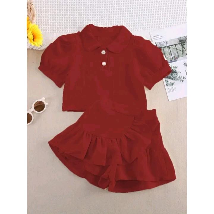 CF - SETELAN ANAK PEREMPUAN ATASAN DAN ROK CELANA LUCU / SET ANAK KIKU KOREAN STYLE baju anak perempuan 4