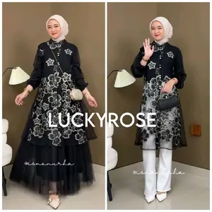 Fiza Outer Brukat Cardigan Brokat Lengan Pendek Ruffle atasan outher brukat Outer Brokat Kondangan Lebaran Outer Brocade outer Tulle outer Organza outer renda tunik tulle tunik renda tunik brokat tunik brukat tunik putih Organza outer hitam Outer putih