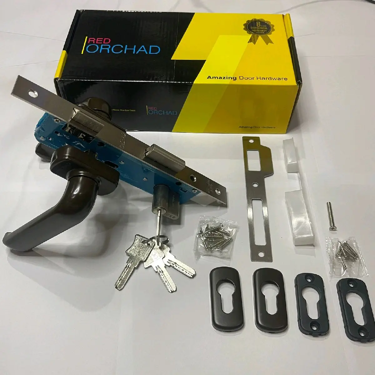 KUNCI HANDLE PINTU ALUMINIUM RED ORCHAD A31 - SET COKELAT
