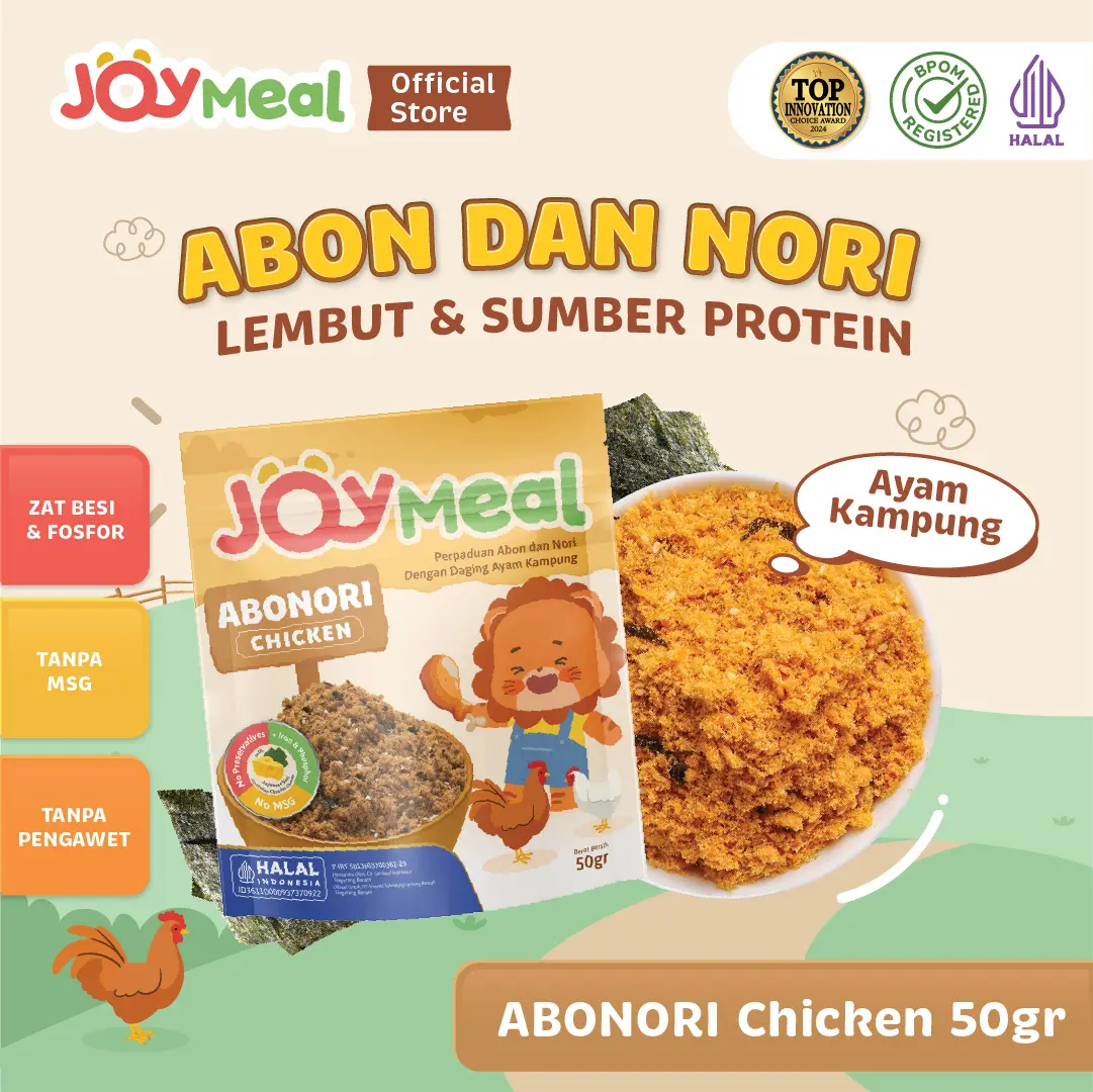 JoyMeal AboNori CHICKEN Original 50gr | Perpaduan Abon dan Nori dengan Daging Ayam Kampung