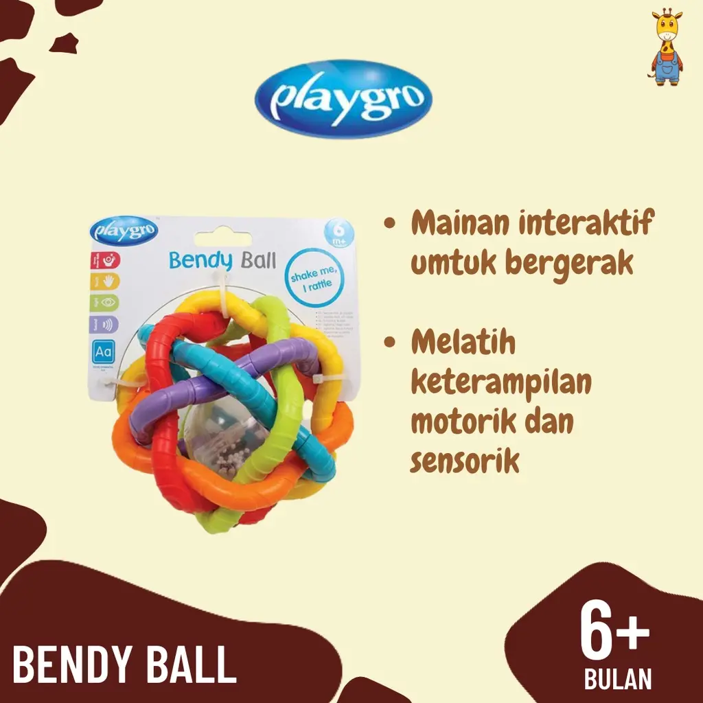 Playgro Baby Bendy Ball - Mainan Bola untuk Anak Balita