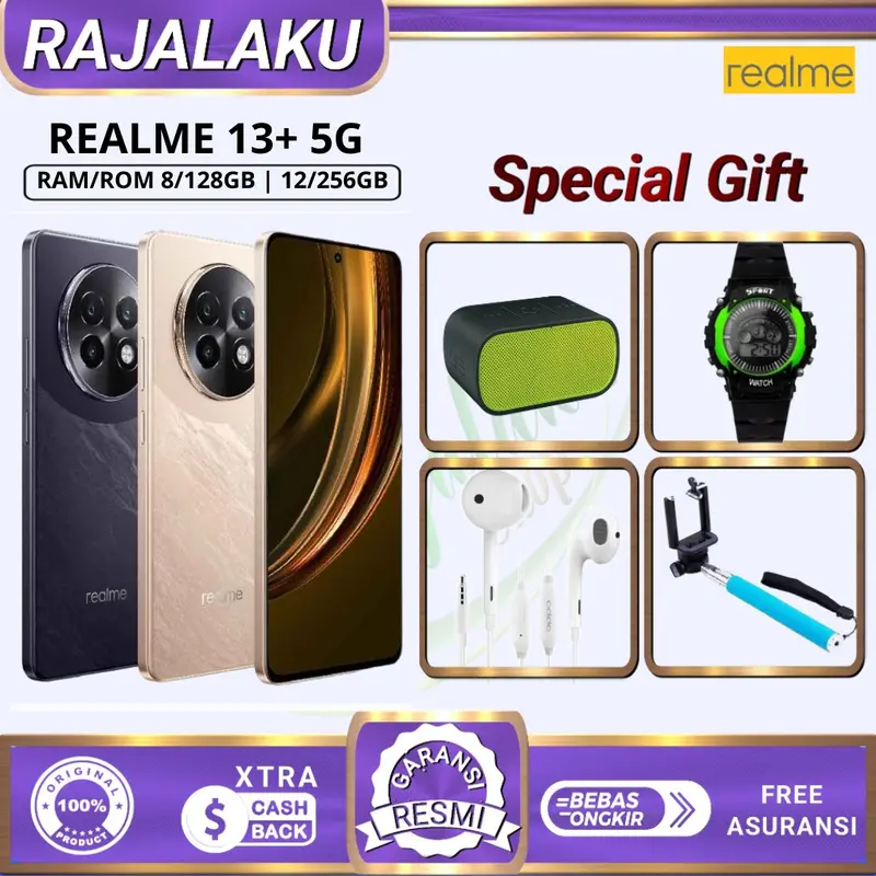 [INDRA BUDIMAN X RAJALAKU] HP REALME 13 PLUS 5G NFC DAN REALME 13 5G NFC RAM 12GB ROM 256GB |  6.67" AMOLED 120Hz GARANSI RESMI INDONESIA 0