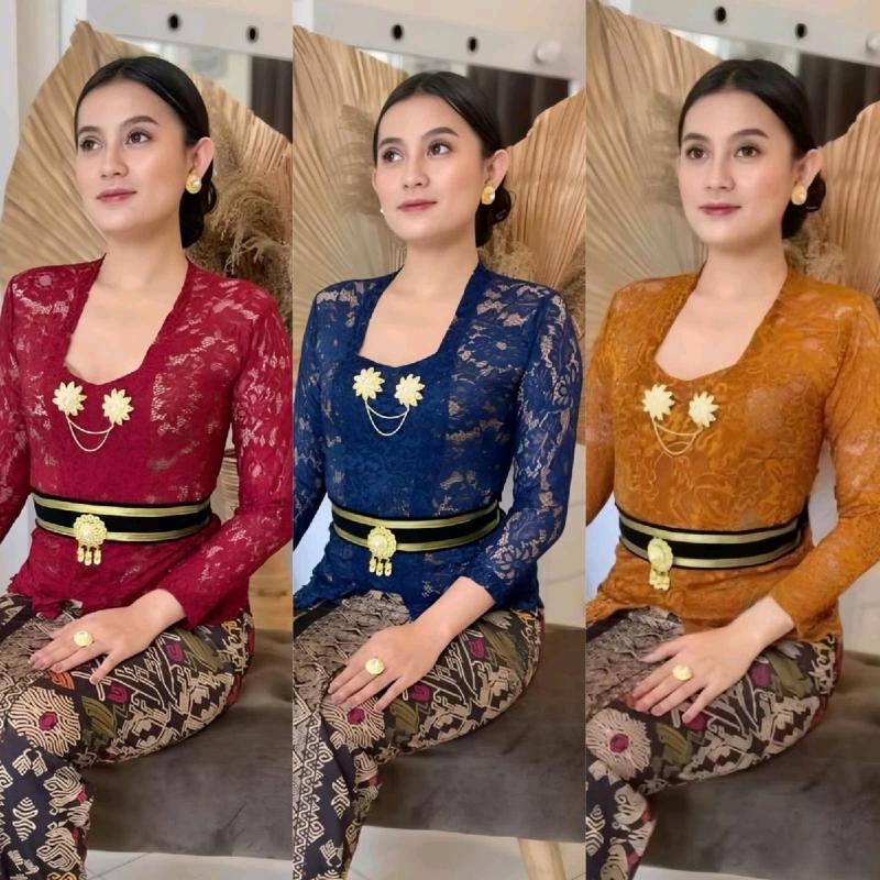 (KEBAYA SAJA) /Kebaya jadi Sofia full Strait / kebaya modern / kebaya brokat/ atasan tradisional/KEBAYA EMILLY Panjang kamen bali wisuda 1