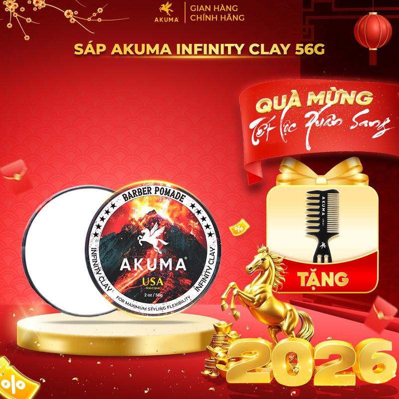  Sáp Vuốt Tóc AKUMA Infinity Clay Hàng Chính hãng - Giữ Nếp Tạo Kiểu Lên Đến 10h Dễ Gội Rửa Thành Phần Thiên Nhiên Hương Nước Hoa Nam 