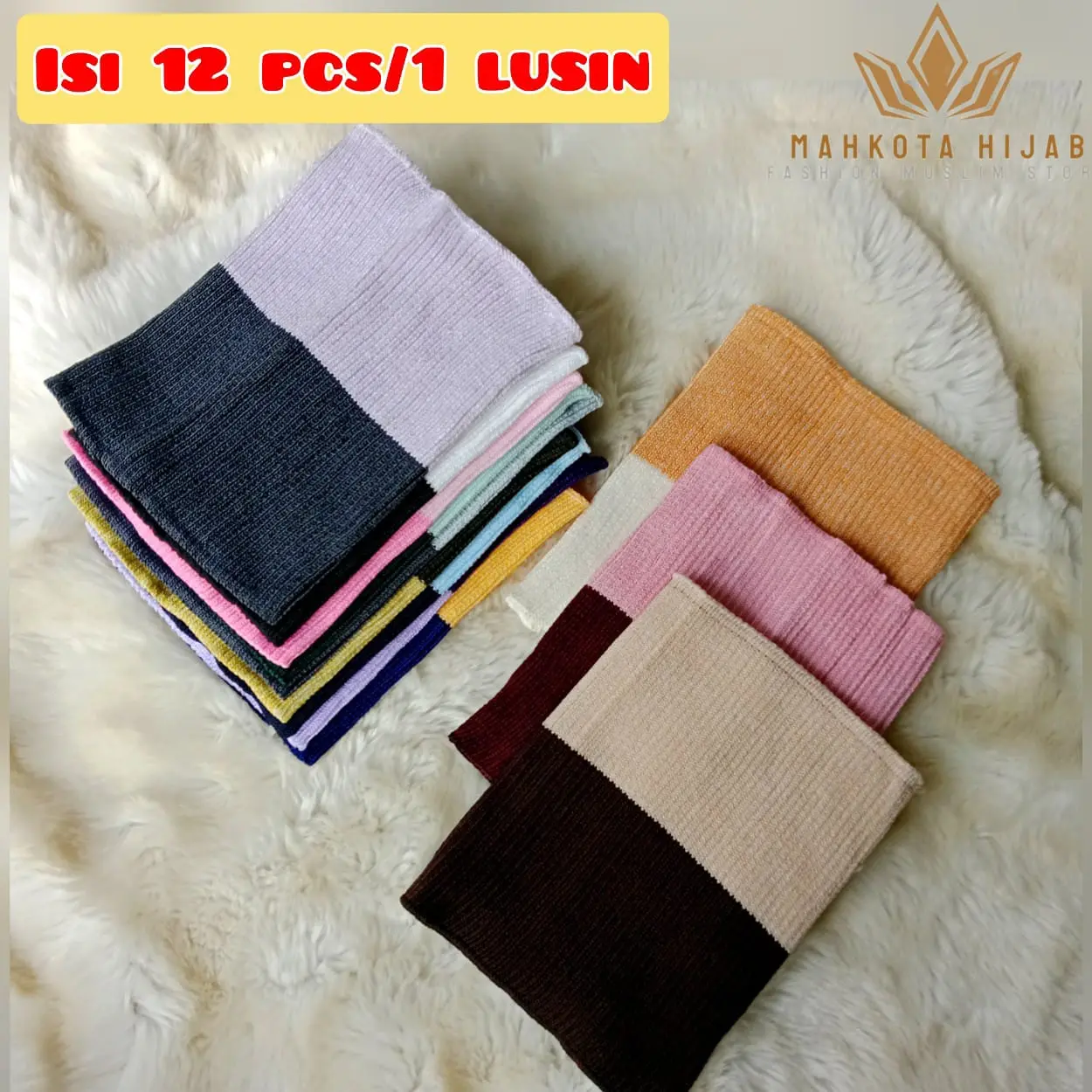 12 PCS/1 LUSIN CIPUT RAJUT 2 WARNA daleman kerudung bandana hijab Dalaman
