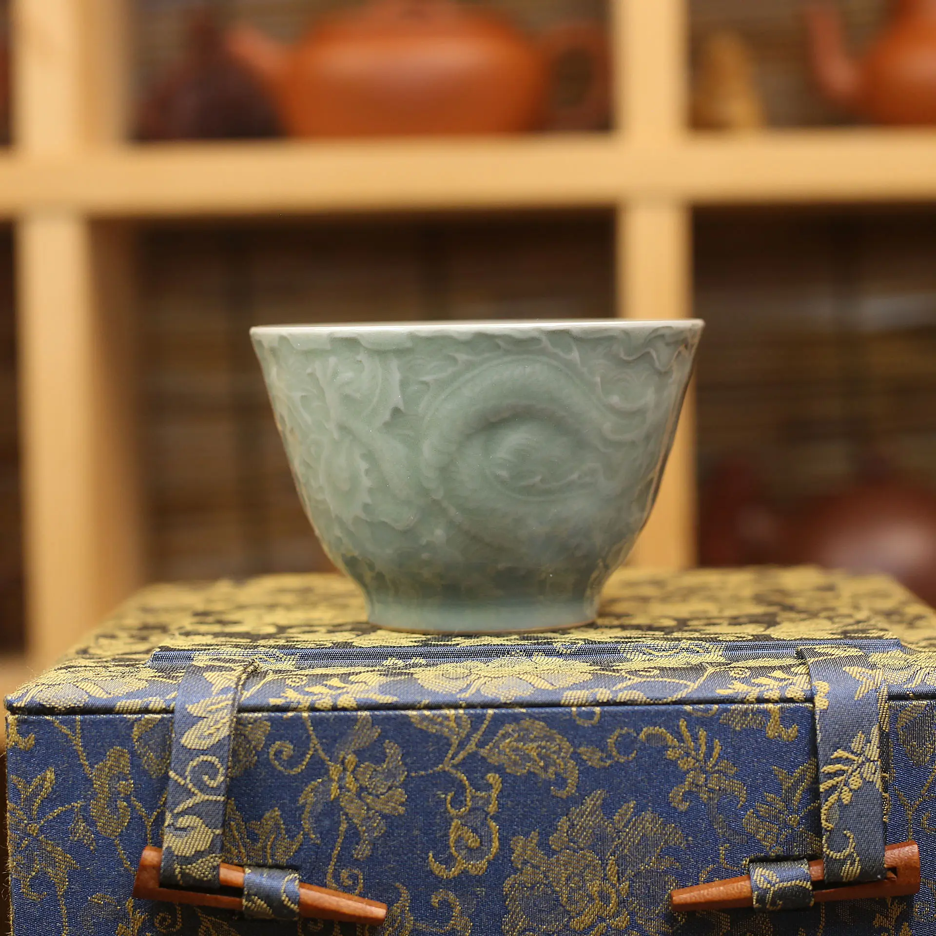 Cốc Chính Rồng Và Phượng, Gechang, Đồ Sứ Jingdezhen, Thiết Kế Mận Và Xanh, Thích Hợp Cho Cửa Hàng Thời Trang Cao Cấp, Dung Tích 125ml