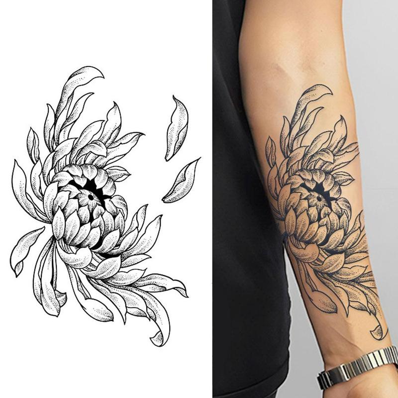 Product Introduction of Juice Herbal Tattoo Stickers Semi-permanent Wash Do Not Fall Off Waterproof Non-reflective Japanese Old Traditional Cherry Blossom Arm Koi Fish Male 55