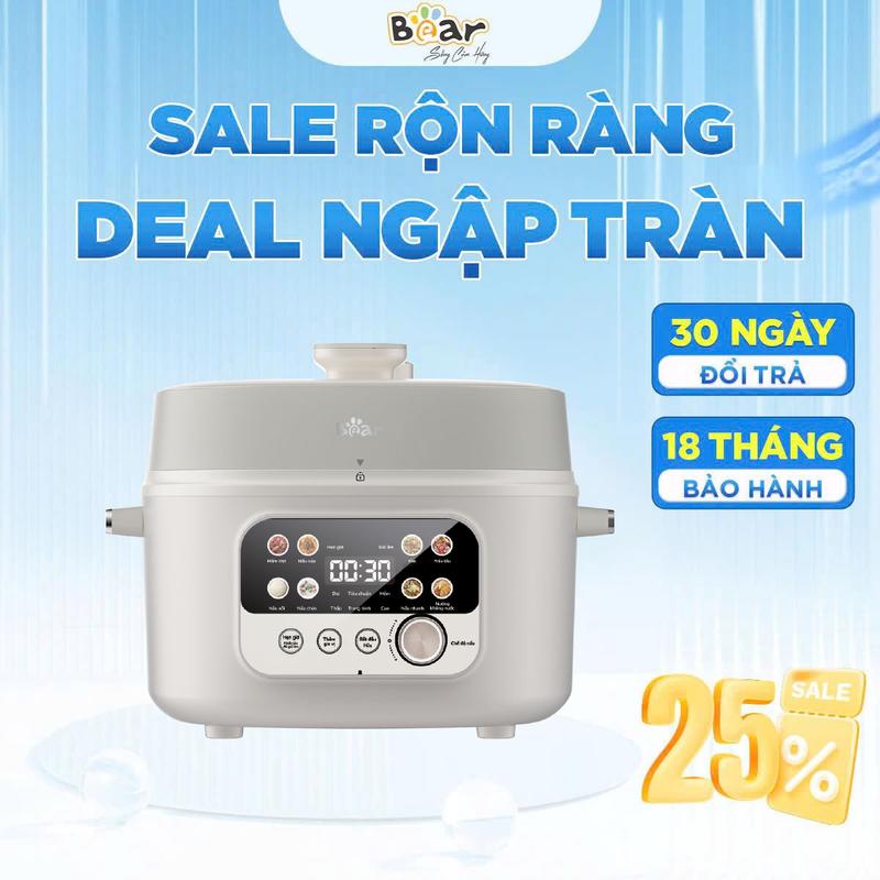 Nồi áp suất Bear đa năng 4L Tiếng Việt bảo hành 18 tháng SB-AS40W bản Tiếng Việt - Nồi áp suất điện Bear, Nồi đa năng Bear, Nồi lẩu Bear - Nấu Ăn Cooker Nồi Cơm Điện Nấu Cơm