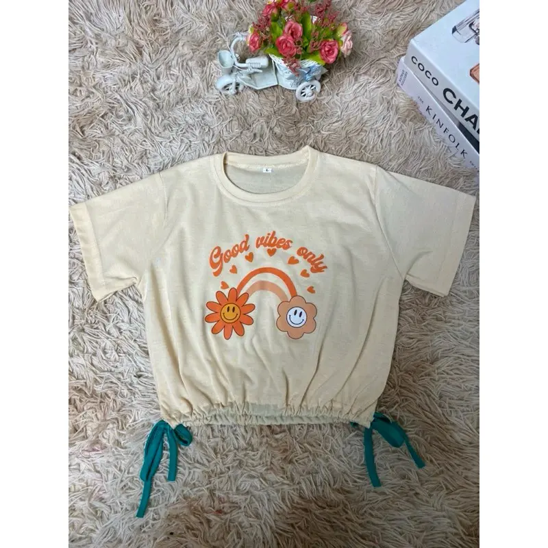 atasan kaos croop anak perempuan usia 2-7 tahun terbaru