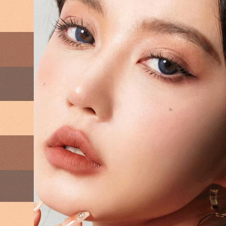 VIPABC Stik Eyeshadow Matte & Shimmer Gradien Tiga Warna - Mutiara Alami dengan Saturasi Rendah - Tiga Warna dalam Satu Sentuhan untuk Pemakaian Tahan Lama