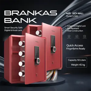 【HANYA BANK】Led Aman Brankas Password/Fingerprint/Key 45cm*38cm*32cm Fireproof/waterproof/theft-3-year warrantyproof
