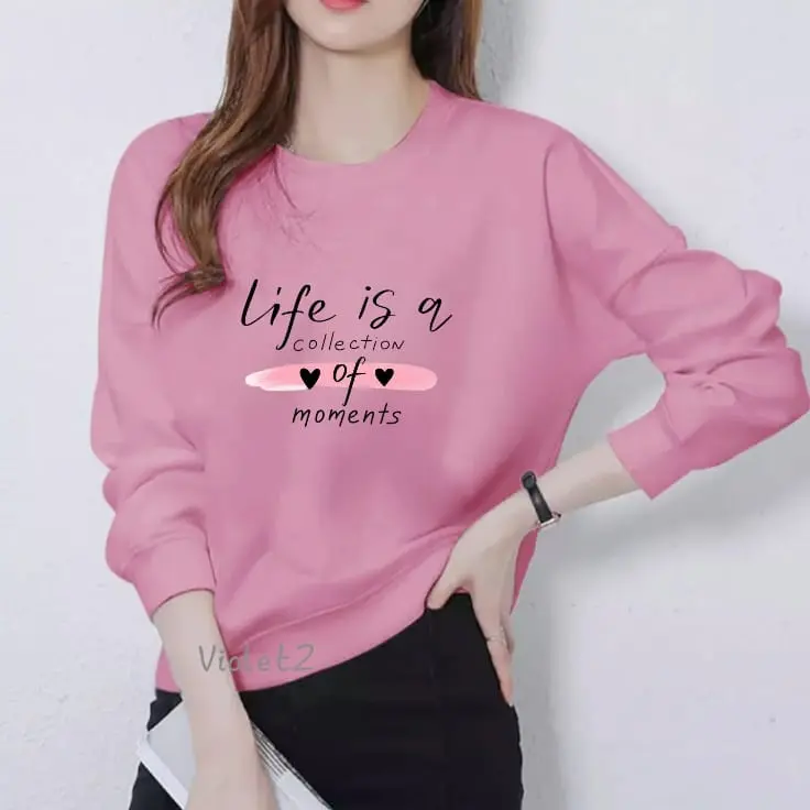 Kaos Atasan Wanita Dewasa Lengan Panjang Motif Life Is A Cellection Of Moments Kekinian Kaos Long Sleeve Crewneck Wanita Sablon Cetak Print DTF