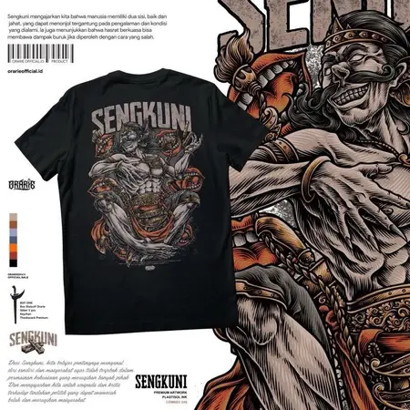Baju Kaos Sengkuni Kaos Wayang Jawa Bahan Cotton 24s Unisex Premium