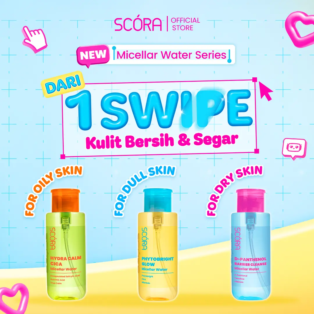 [NEW LAUNCH] SCORA Micellar Water Series 300ML, Hydra Calm Cica, Phytobright Glow, D-Panthenol Barrier Cleanse