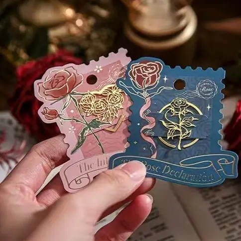 B✔61 Pembatas Buku Bunga Mawar Bookmark Rose Metal Kado Hadiah T㊚Dg 3