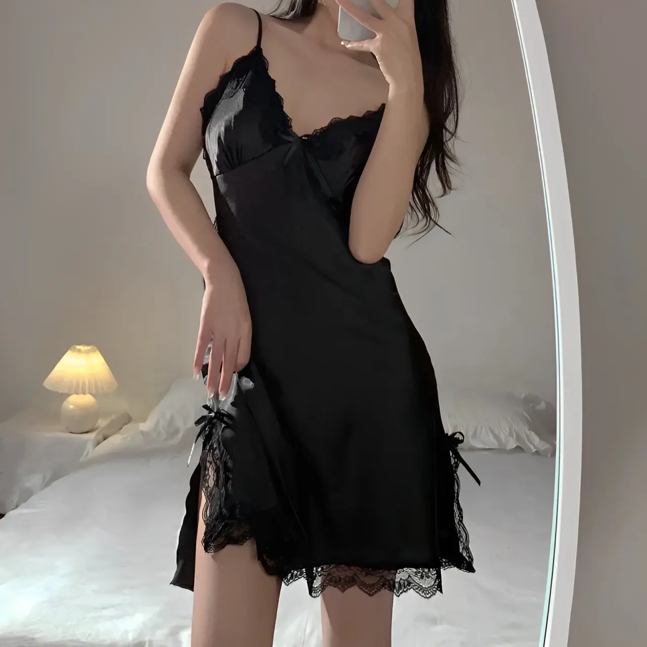 [New] Lingerie Dress Lace Mesh Transparan Dress Babydoll Baju Tidur Mini 1032