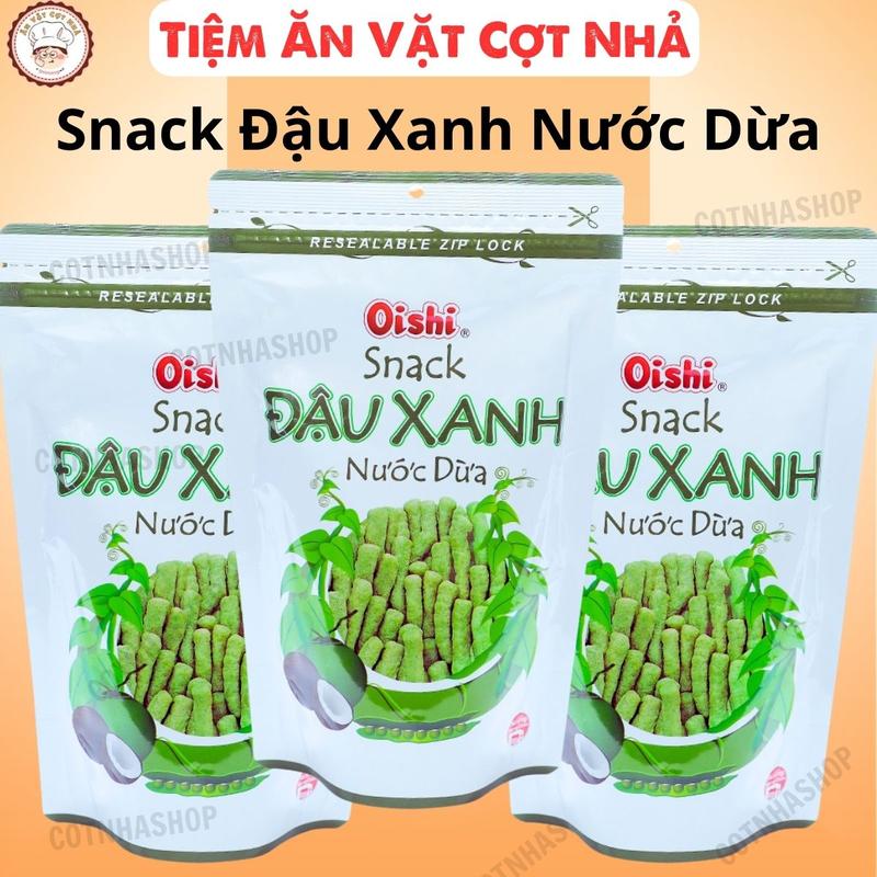  Oishi Snack Đậu Xanh Nước Cốt Dừa Túi Zip 65g đồ ăn vặt ăn tuổi thơ snack bimbim food 