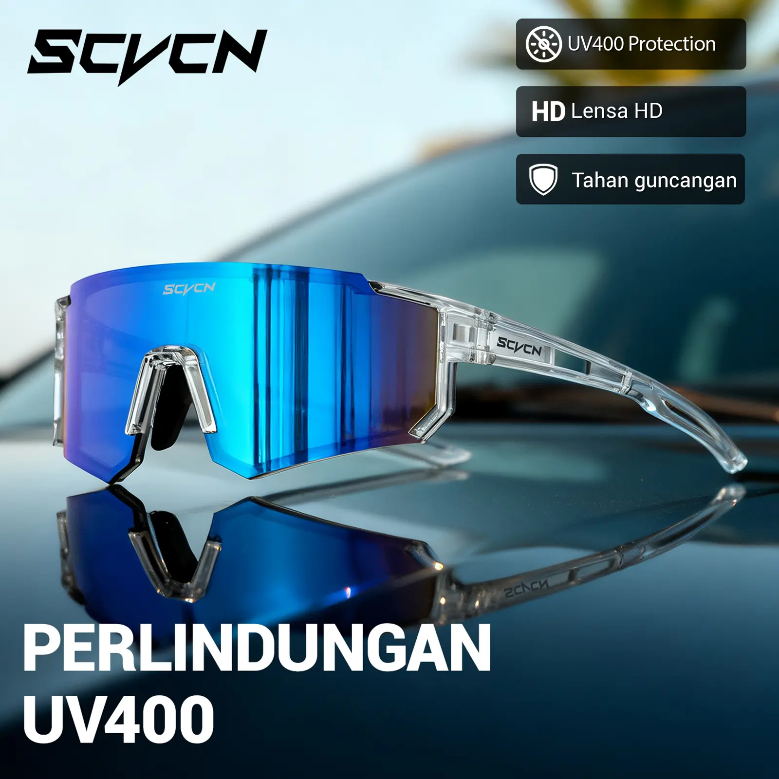 SCVCN S1411 UV400  untuk Bersepeda di Luar Ruangan, Mendaki, Mendaki Gunung, Memancing, dan Aktivitas Kasual serta Bergaya Kacamata Pelindung