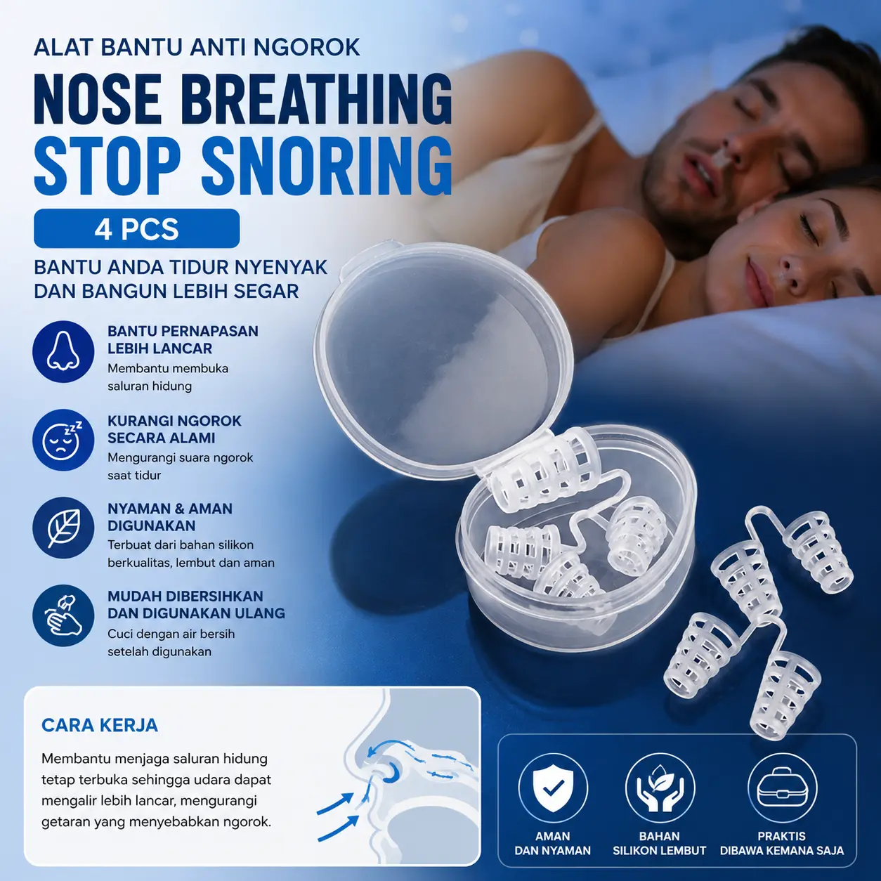 Alat Anti Ngorok Alat Penghilang Dengkur Nose Breathing Snoring Nose Clip 4 PCS