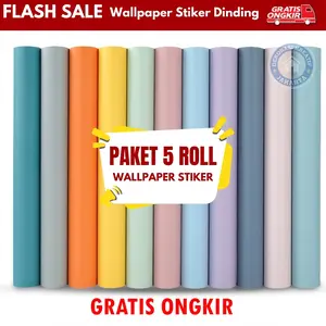 Paket 5 Roll Wallpaper Stiker Dinding Sooku Bahan Kertas PVC Panjang 4 Meter Dekorasi Minimalis Ruang Tamu dan Kamar